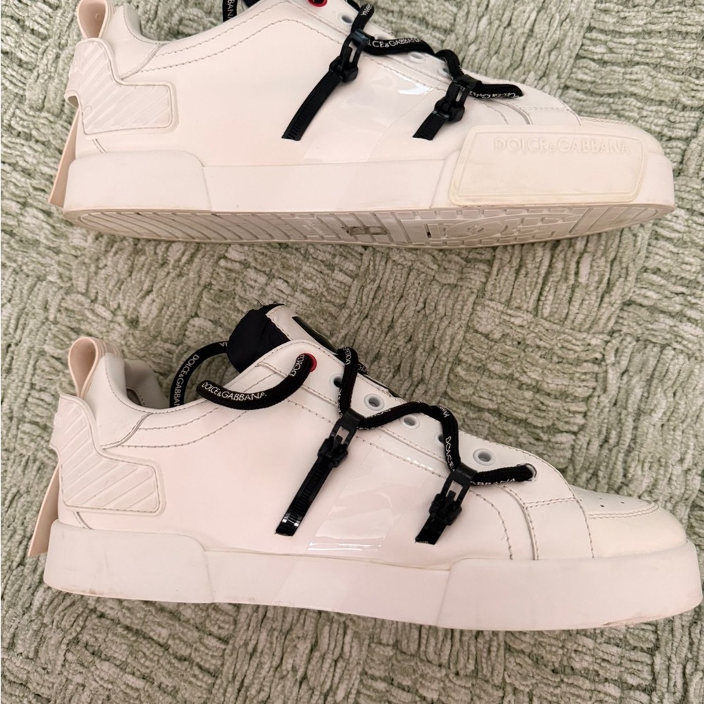 Dolce & Gabbana White Sneakers with Black Logo Laces - Picture 4 of 6